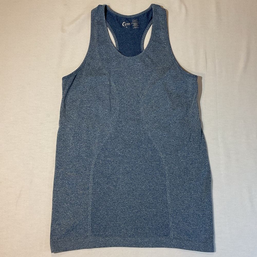 Zyia Women's Activewear Copper Charged Tank Top‎ Heather Blue, Size M Racer back